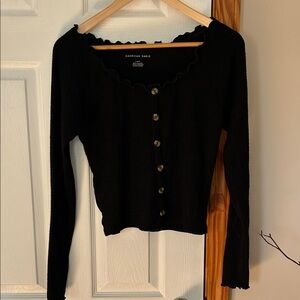 American Eagle Outfitters Black Button-Down Top